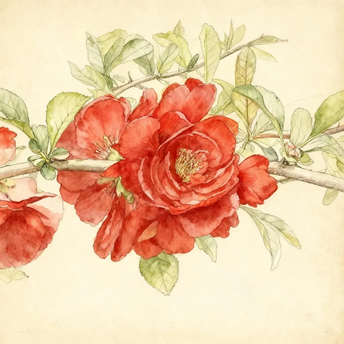 Flowering quince (Chaenomeles × superba 'Texas Scarlet')