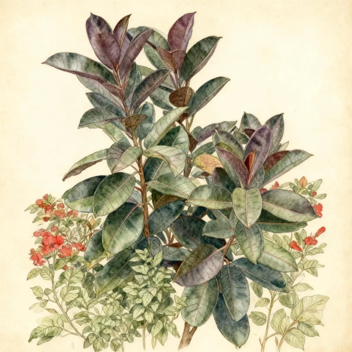 India rubber plant (Ficus elastica 'Burgundy')