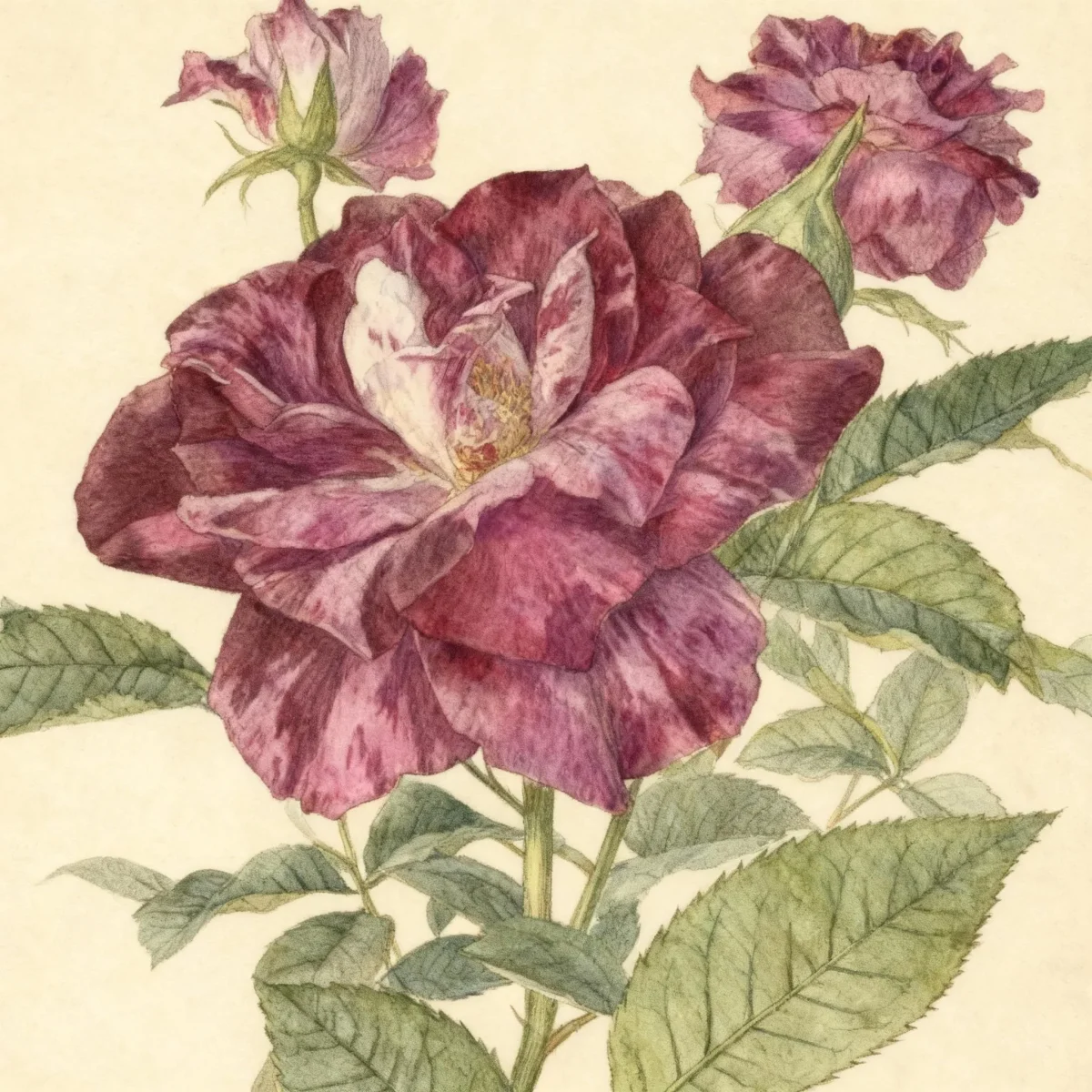 Floribunda rose (Rosa 'Jacpurr' PURPLE TIGER)