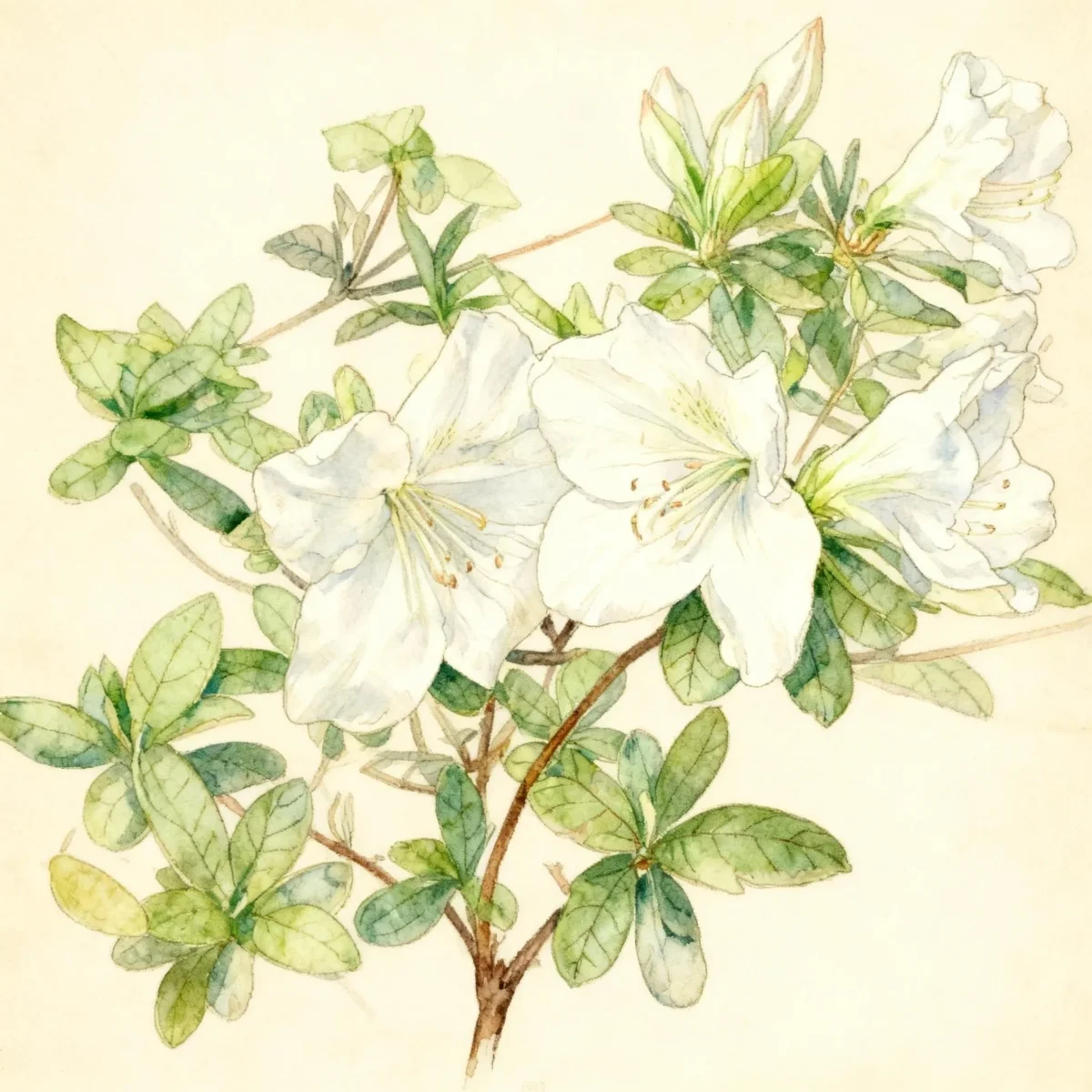 Azalea (Rhododendron 'Pleasant White')