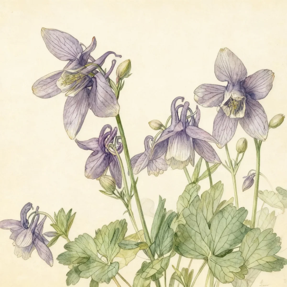 Fan columbine (Aquilegia flabellata var. pumila 'Silver Edge')