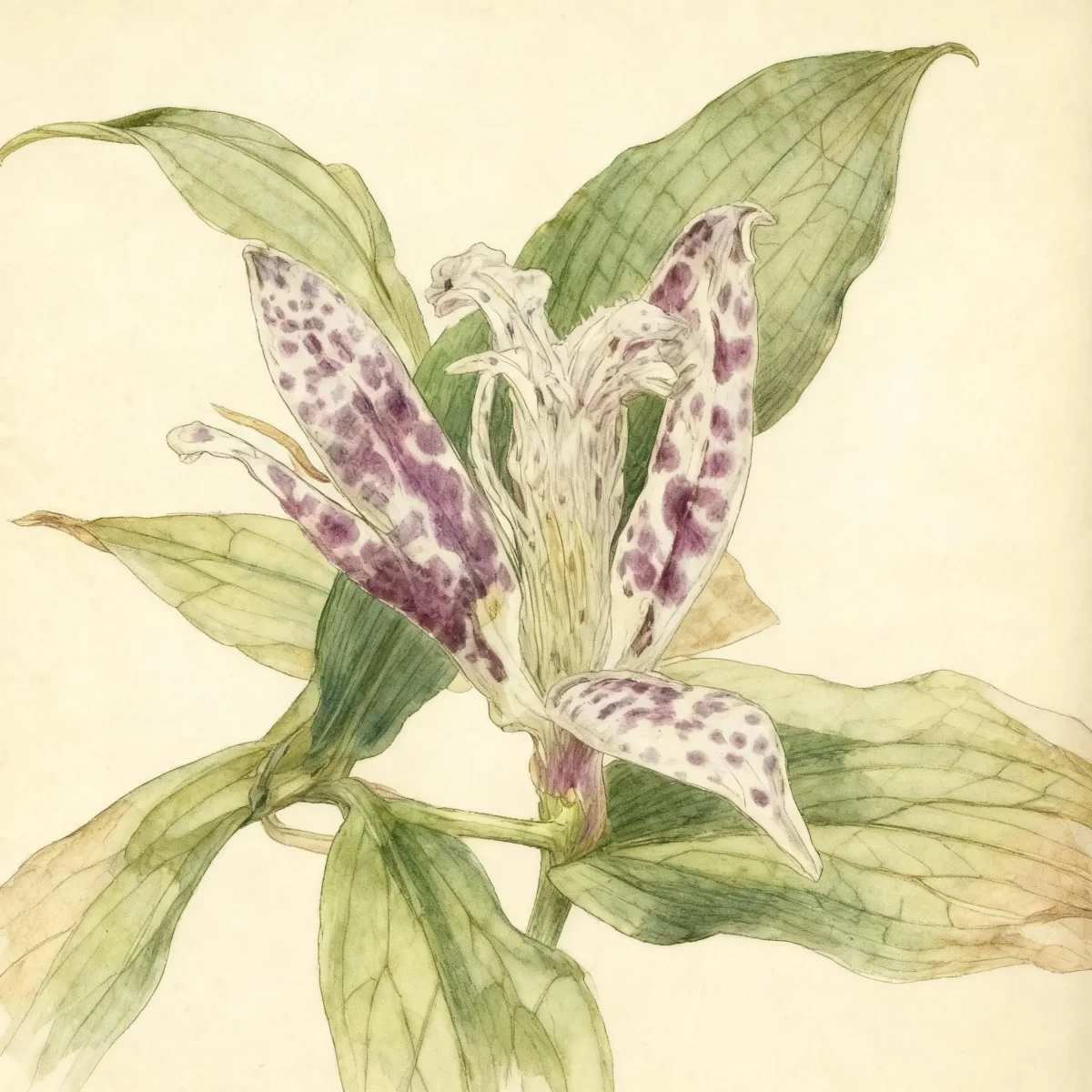 Toad lily (Tricyrtis 'Lemon Lime')