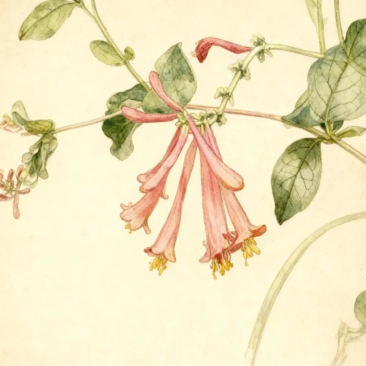 Trumpet honeysuckle (Lonicera sempervirens 'Blanche Sandman')