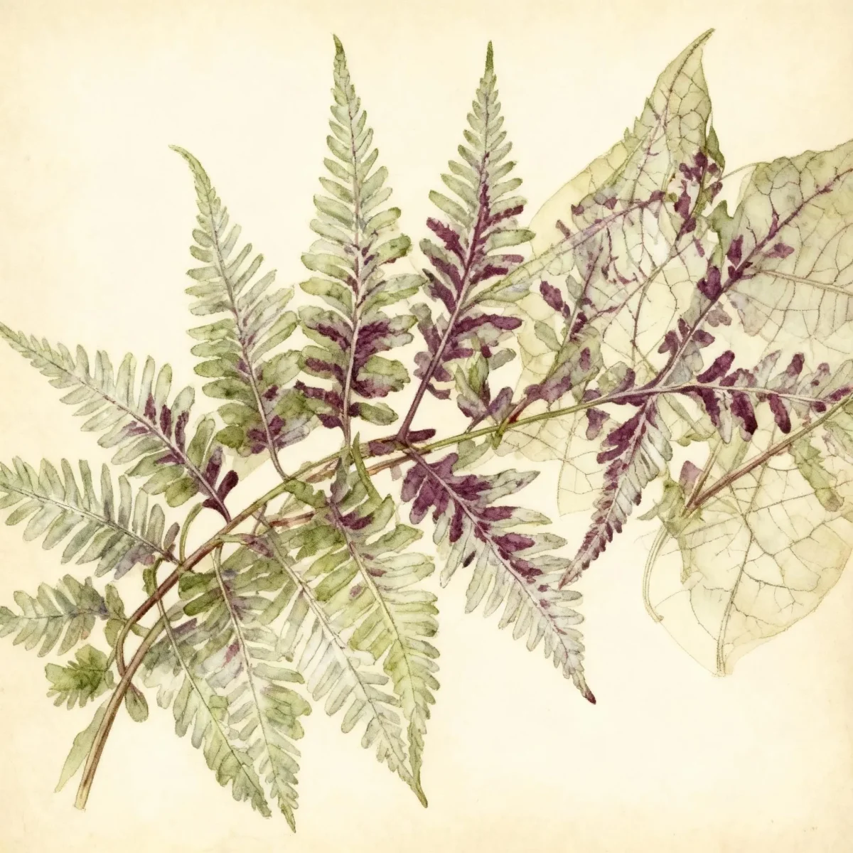 Japanese painted fern (Athyrium niponicum var. pictum 'Burgundy Lace')