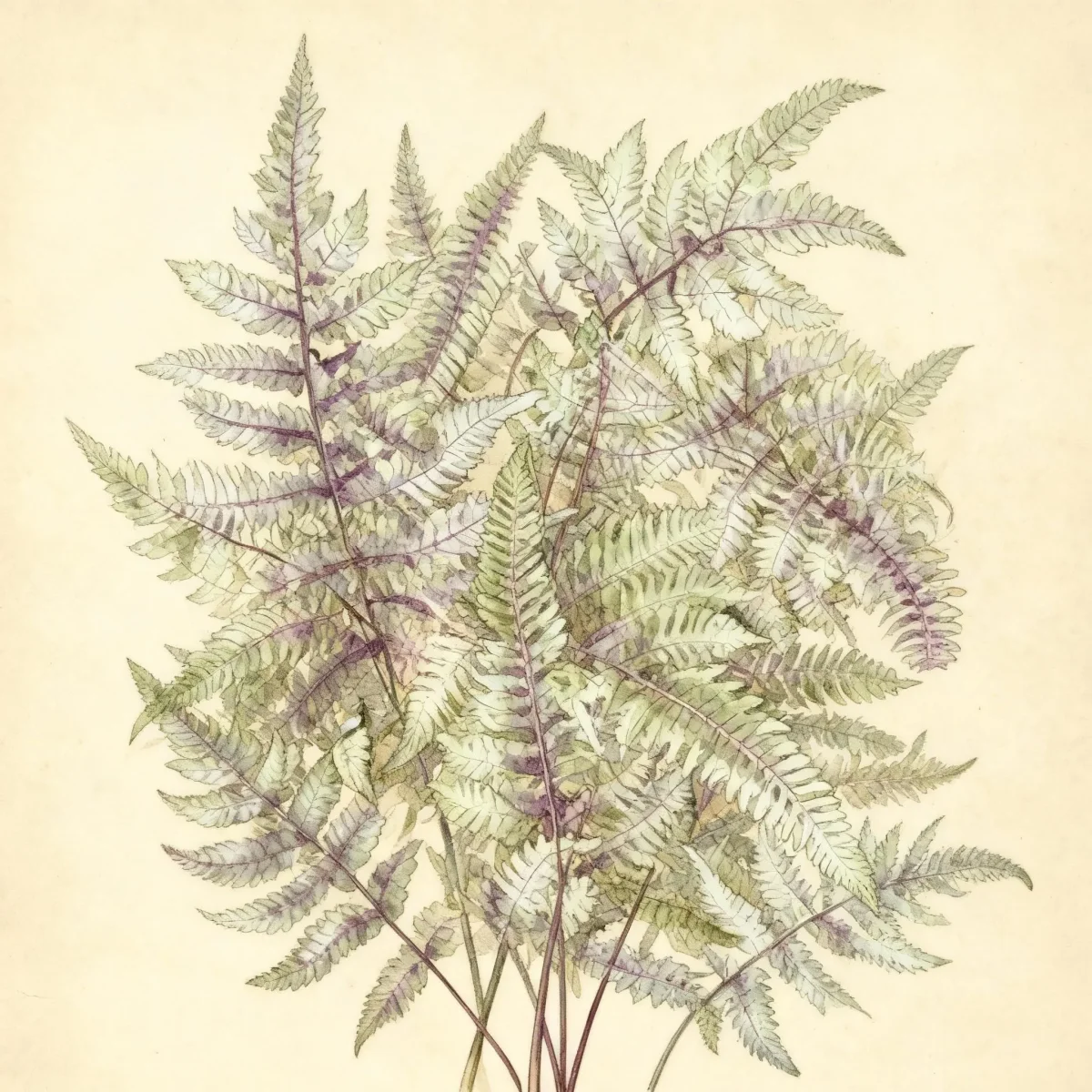 Japanese painted fern (Athyrium niponicum var. pictum 'Pewter Lace')