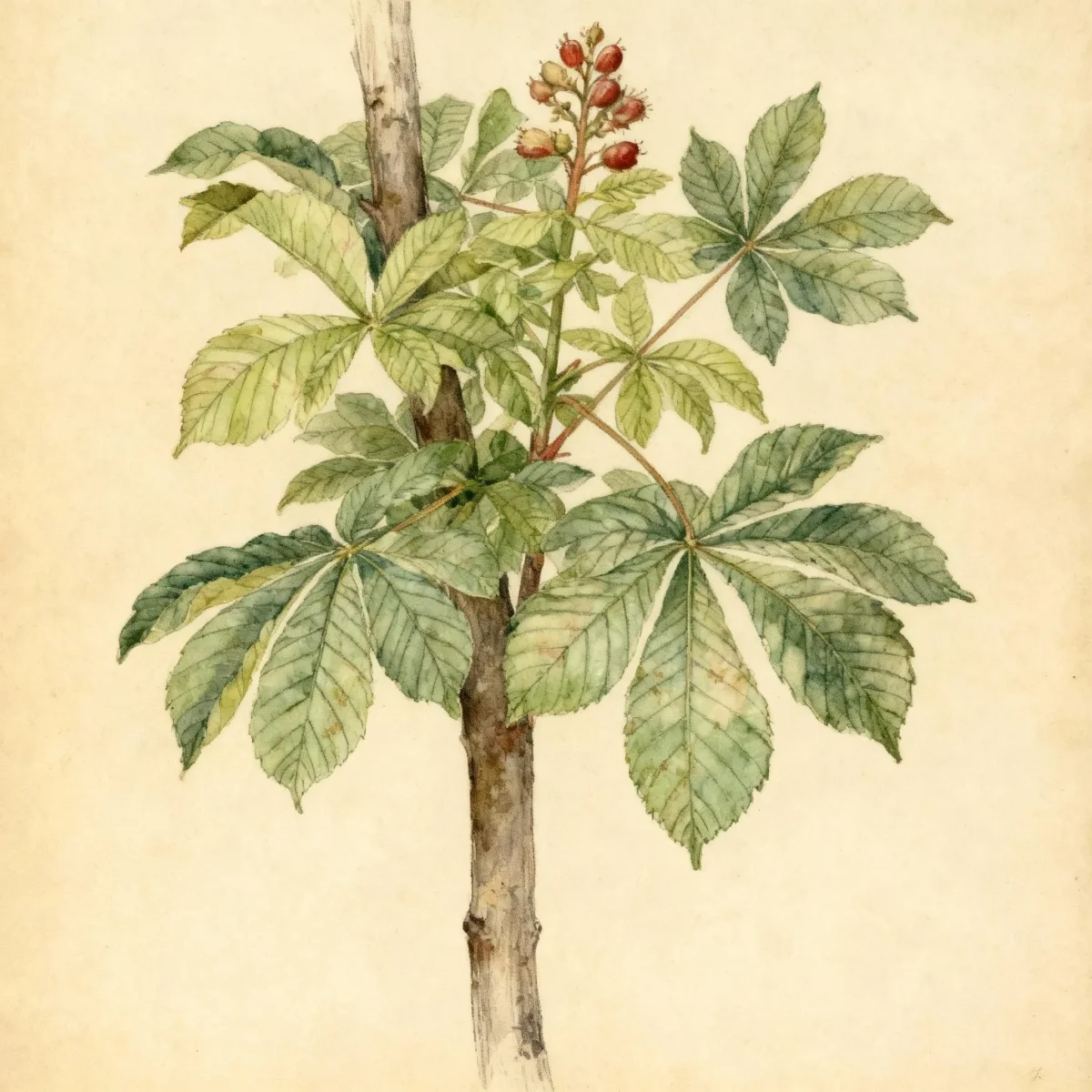Red horse chestnut (Aesculus × carnea)