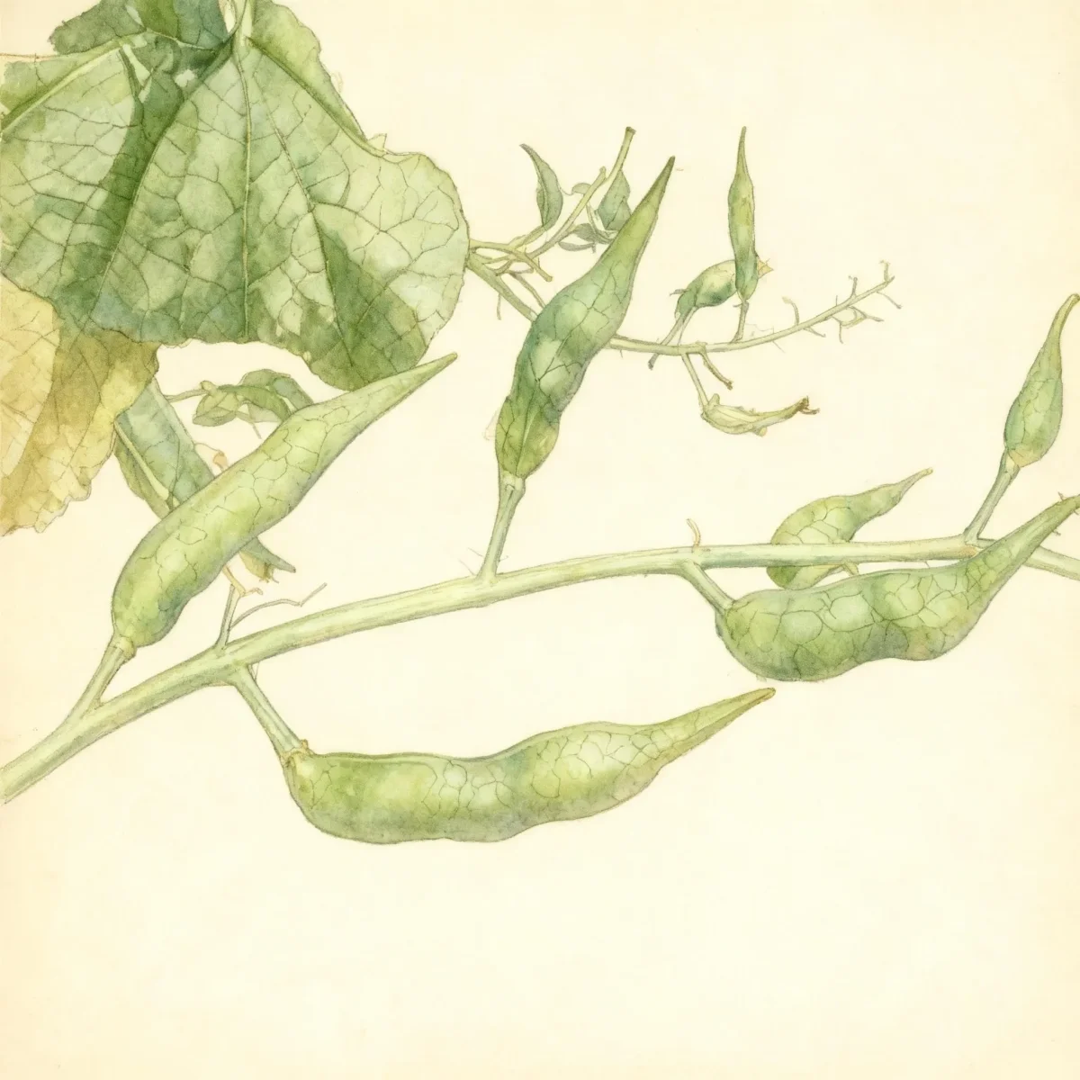 Rat tail radish (Raphanus sativus 'Caudatus')