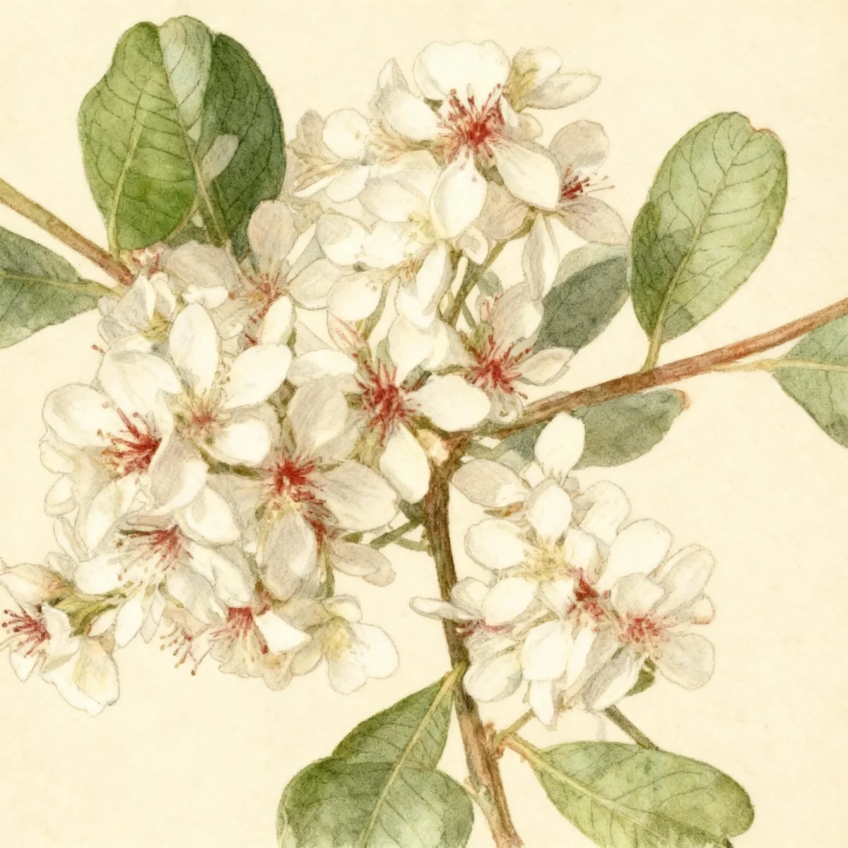 India hawthorn (Rhaphiolepis indica 'Snow White')