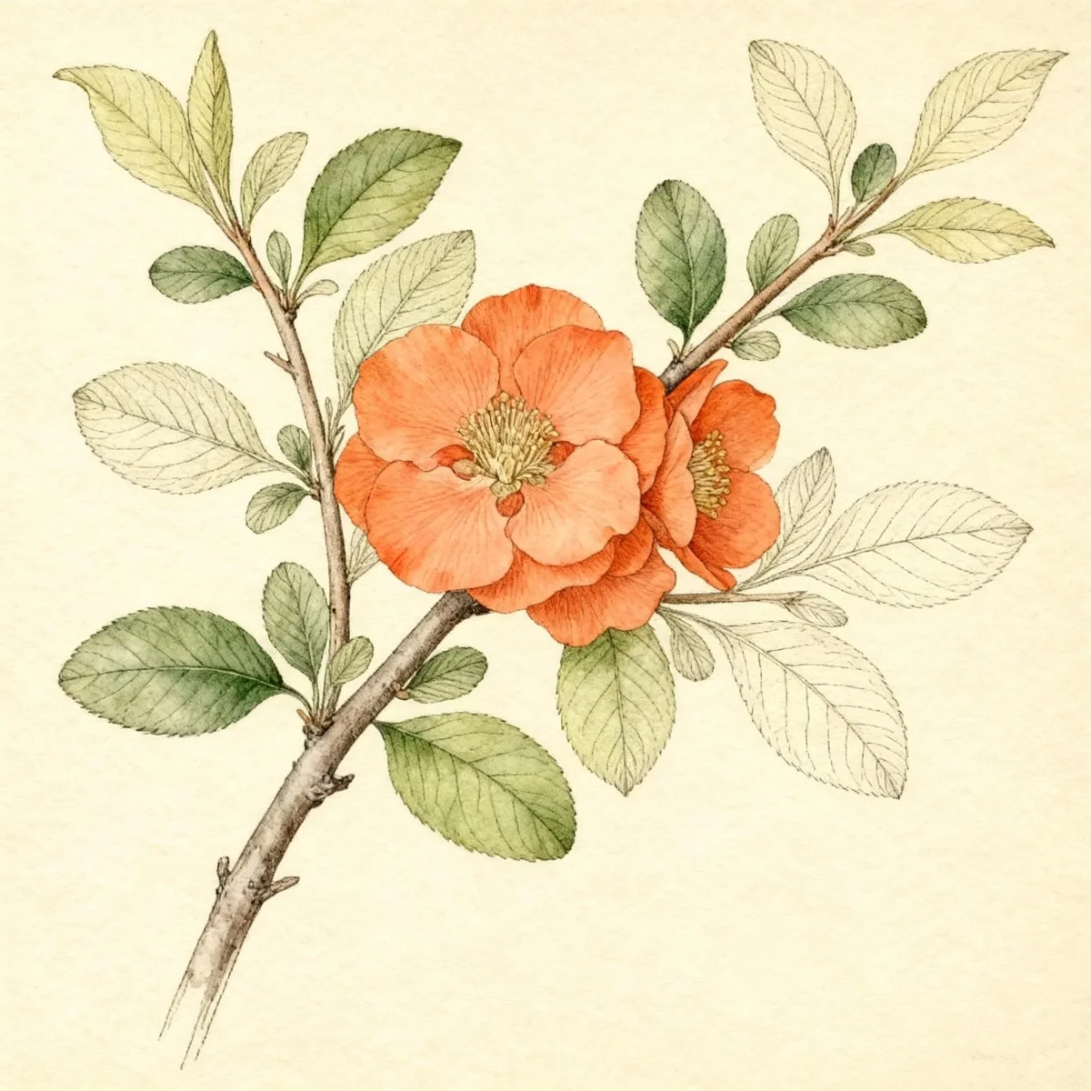 Flowering quince (Chaenomeles 'Orange Storm')