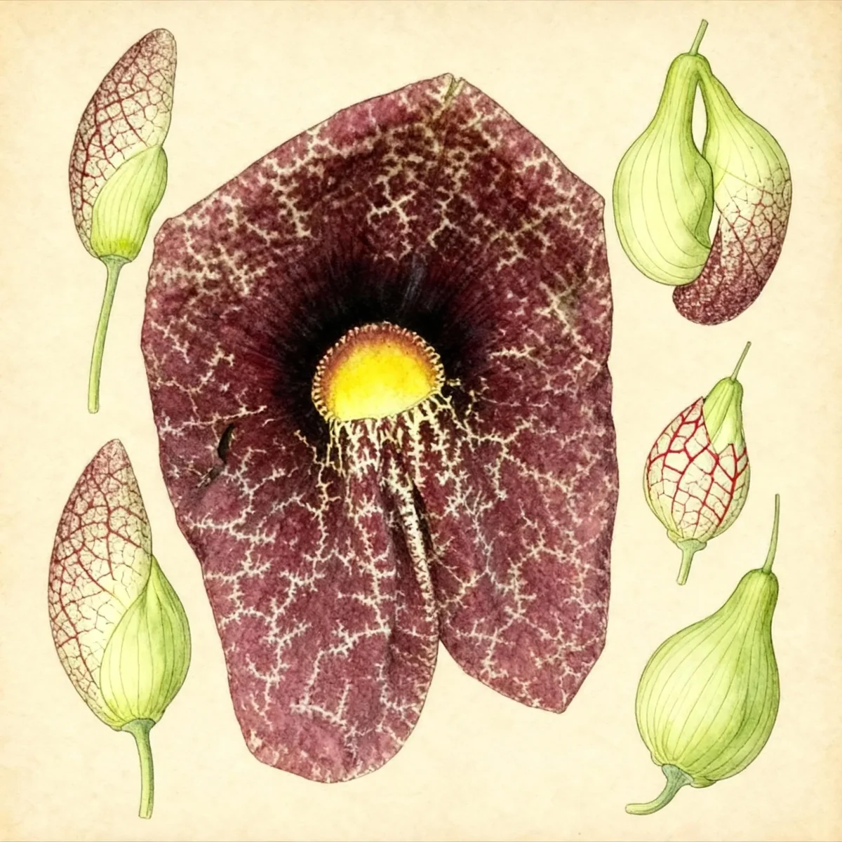 Pelican flower (Aristolochia gigantea)