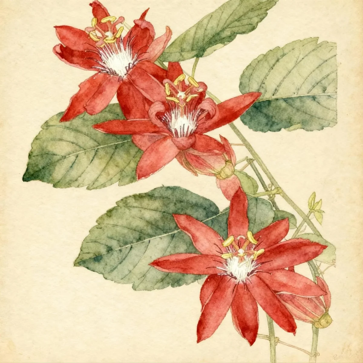 Red passion flower (Passiflora coccinea)