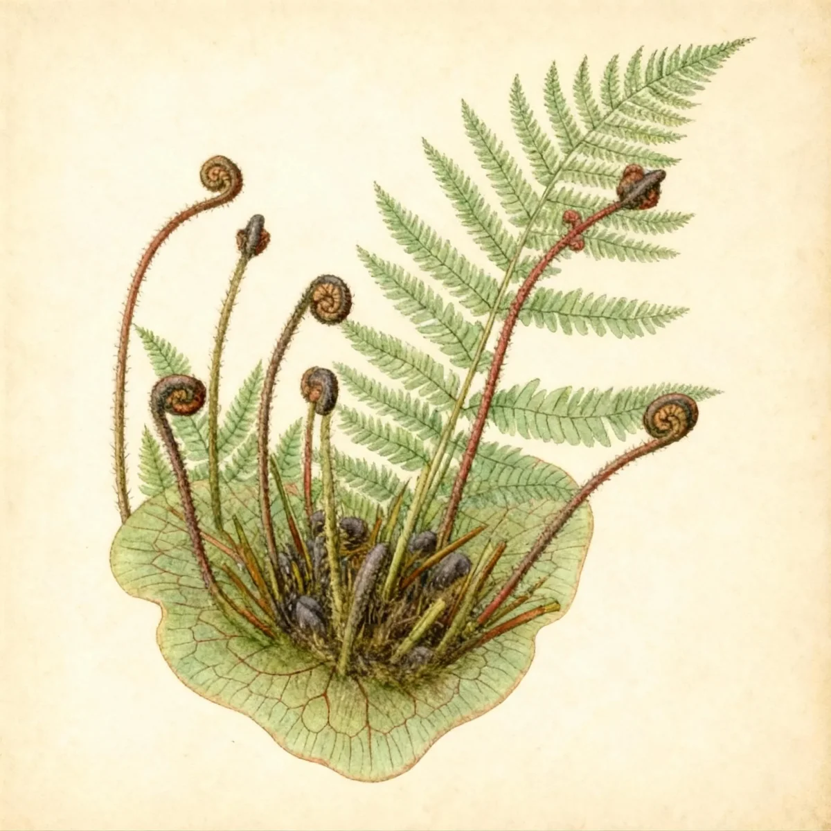 Japanese shield fern (Dryopteris erythrosora)