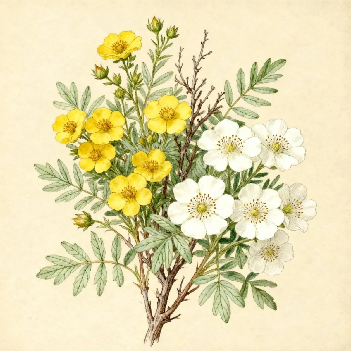 Shrubby cinquefoil (Potentilla fruticosa)