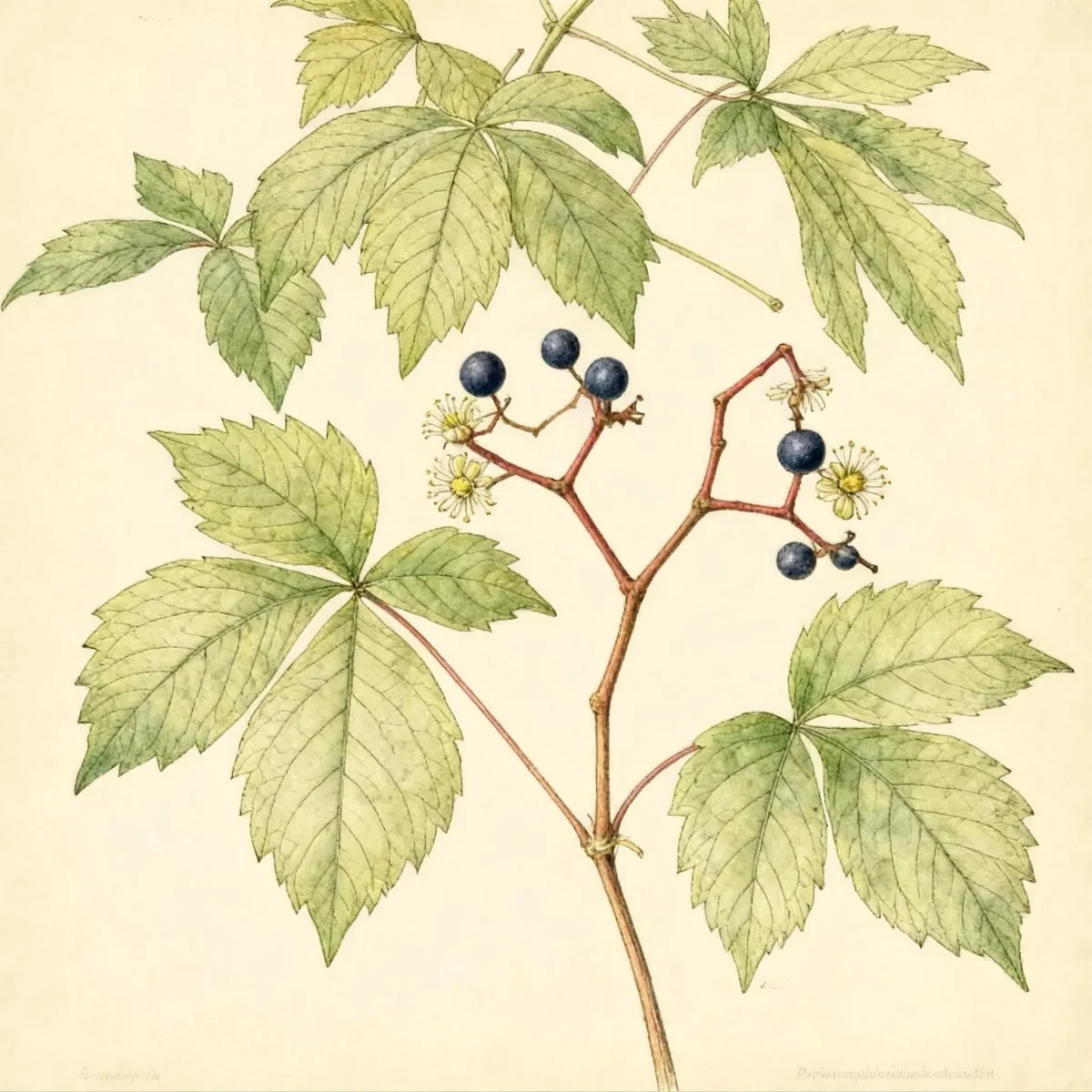 Virginia creeper (Parthenocissus quinquefolia)