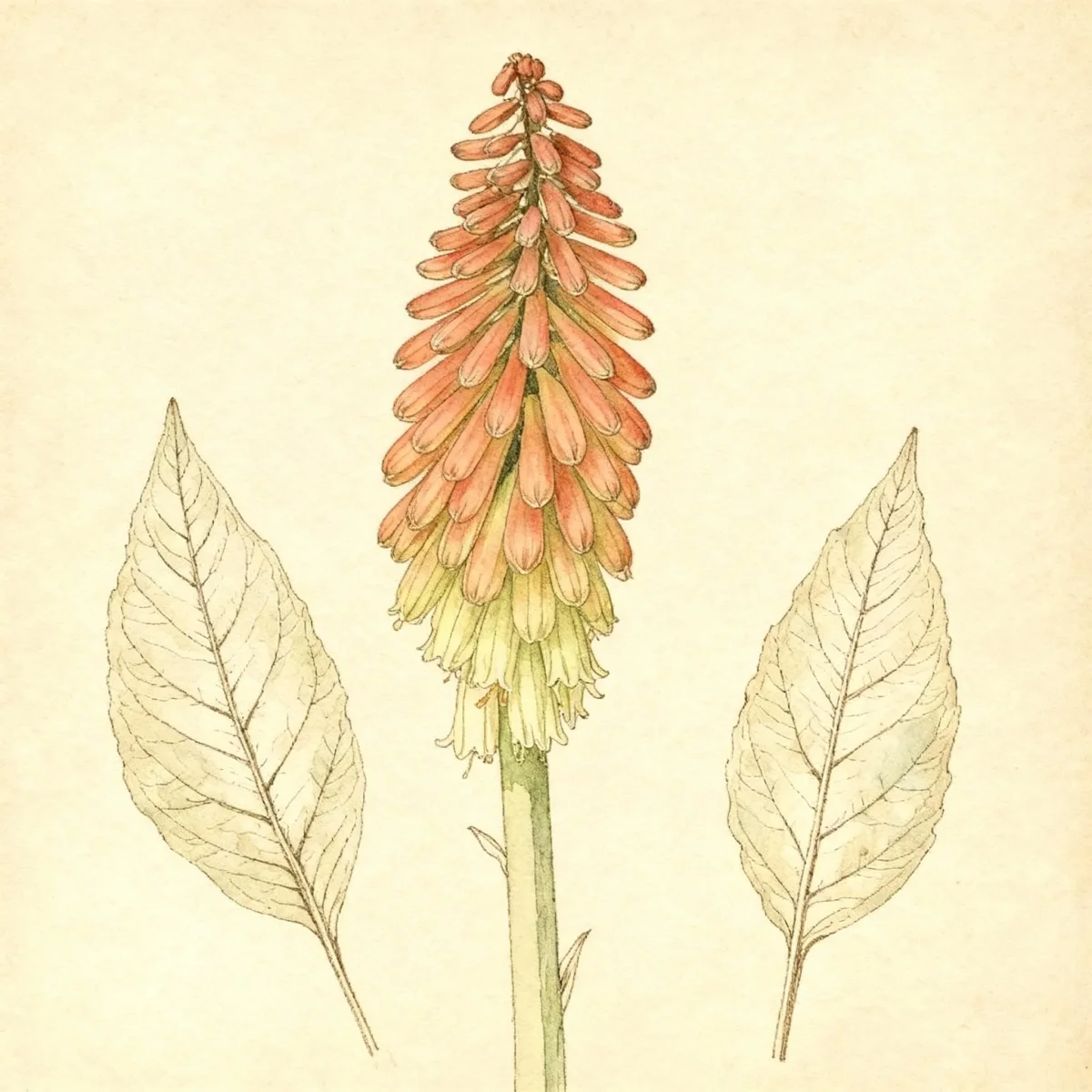 Red hot poker (Kniphofia caulescens)