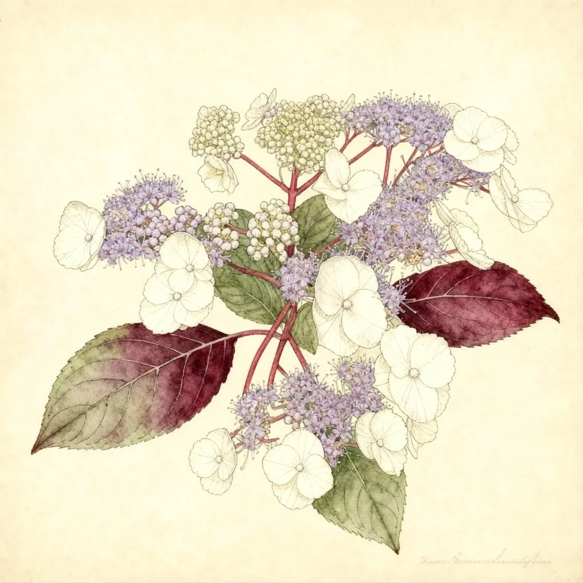 Rough-leaved hydrangea (Hydrangea aspera &#39;Burgundy Bliss&#39;)