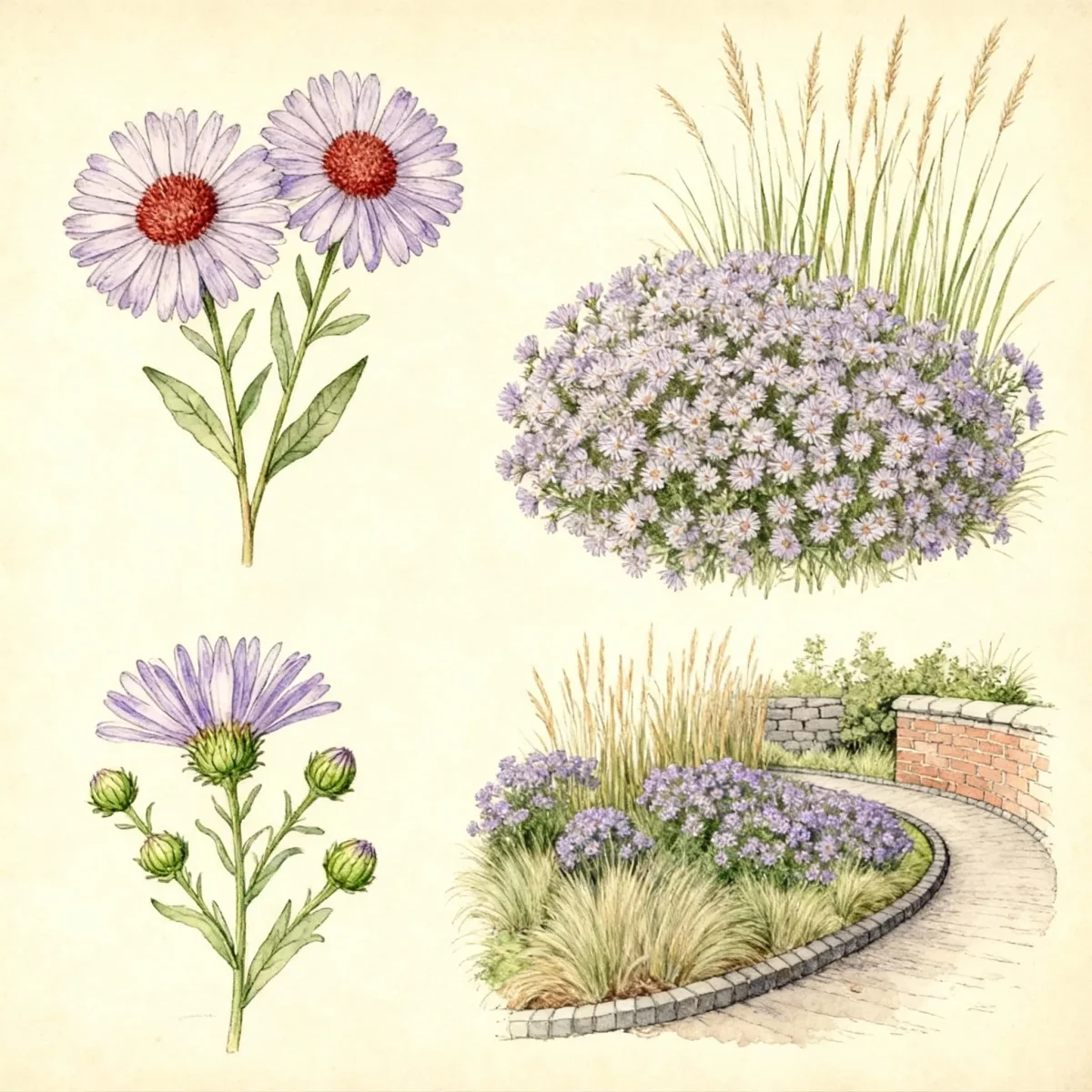 Michaelmas daisy (Symphyotrichum ''Wood''s Blue'')
